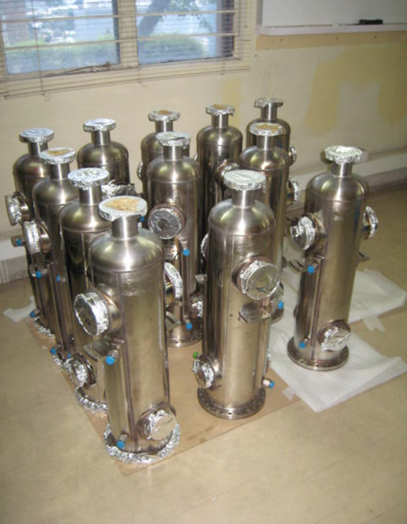 The indigenously fabricated resonators from bulk production and their tuner bellows. The indigenously fabricated resonators from bulk production and their tuner bellows..